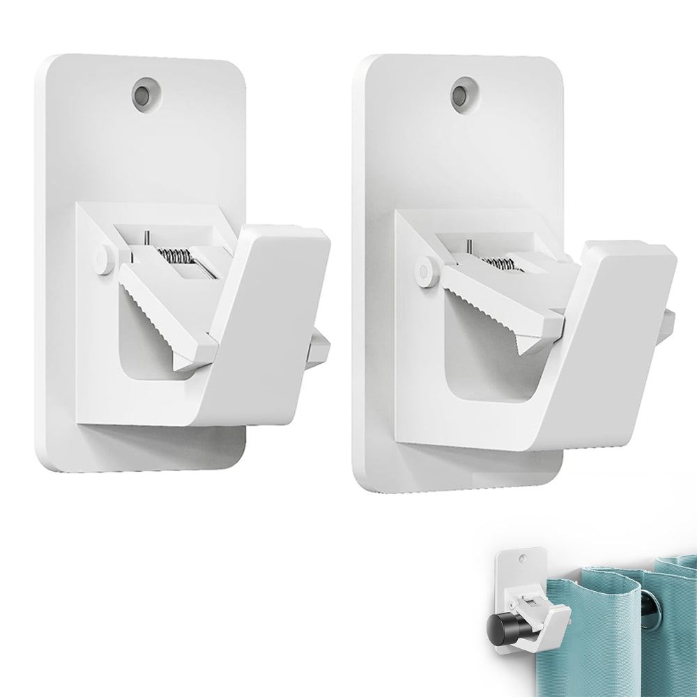2Pcs Curtain Rod Holder Adhesive Hook-White