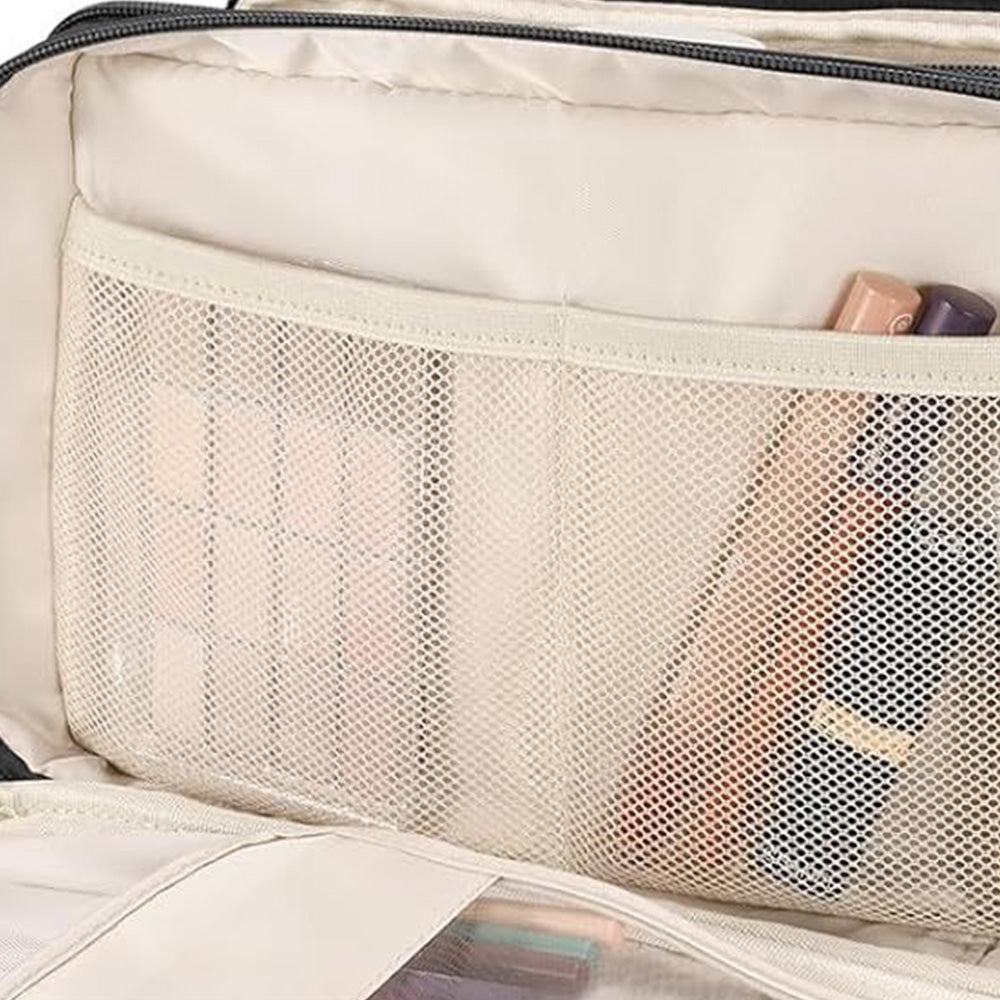 Large Capacity Travel Makeup Bag Portable Cosmetic Organizer Storage Toiletry Bags-Black
