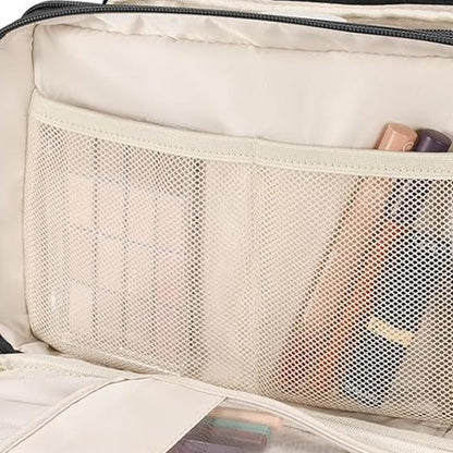 Large Capacity Travel Makeup Bag Portable Cosmetic Organizer Storage Toiletry Bags-Black