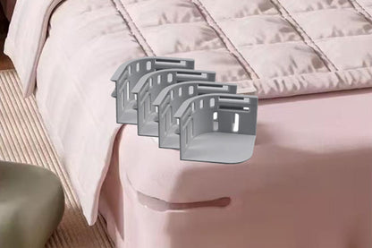 Open Corner Bed Sheet Holder with Lock Strips Sheet Locks Fit All Mattress Size -Grey