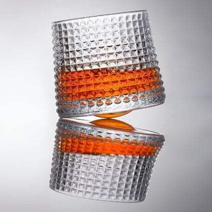 4PCS Rotating Whiskey Glass-Grid