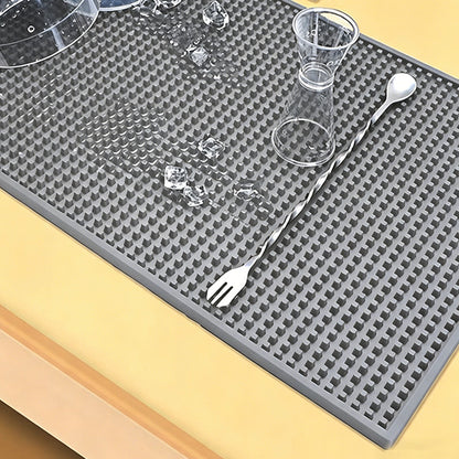 Bar Mat Non Slip Drying Mat for Countertops PVC Bar Service Mat Home Bar-Grey