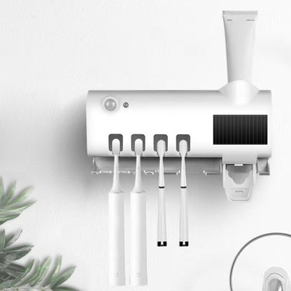 Solar Powered Automatic Toothpaste Dispenser Toothbrush Holder with UV Steriliser Squeezers