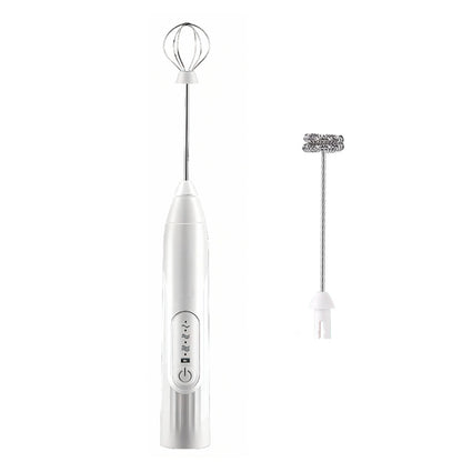 USB Charging Electric Egg Beater Milk Frother Handheld Drink Coffee Foamer-White