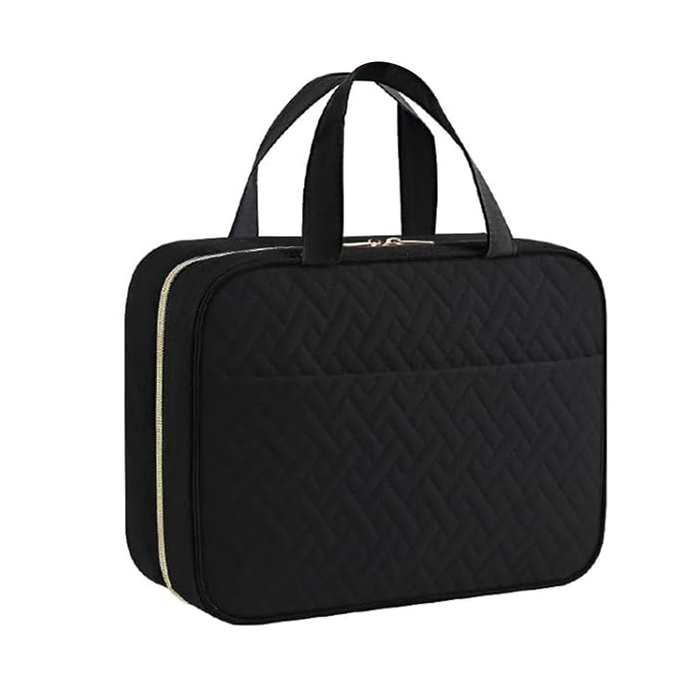 Travel Toiletry Bag with Wet Dry Separation Pocket Multi-Compartment Hanging Makeup Organizer Black