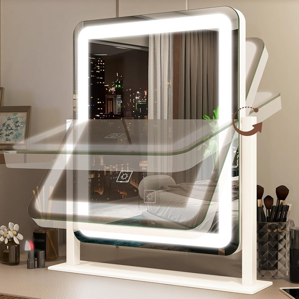 Vanity Mirror LED Lighted Makeup Mirror with 3-Color Lighting and Dimmable-White