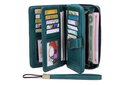 Wallet with Money Clip RFID Blocking Minimalist PU Leather for men women-peacock blue