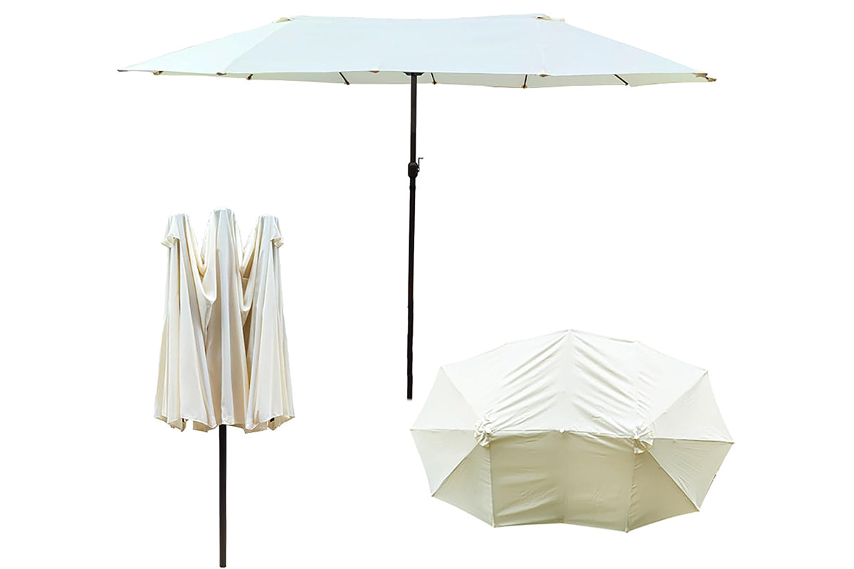 2.7M Waterproof Umbrella Replacement Canopy Top Cover For 12 Ribs Sunscreen Garden Three Heads Patio Umbrella Replacement Cloth-Beige