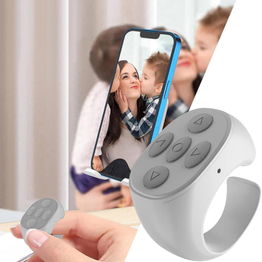 Wireless Page Turner Bluetooth Ring Remote Control Fingertip Selfie Video Controller for Smart Phone White