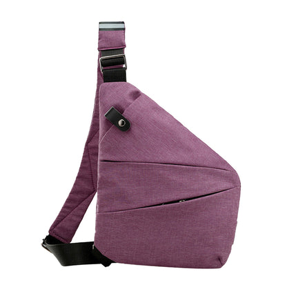 Men Anti-Theft Chest Pack Left Shoulder Sling Bag Travel Crossbody Bag Purple