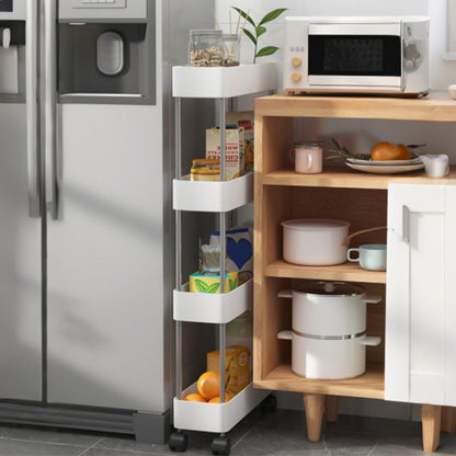 4 Tier Slim Rolling Storage Cart Bathroom Shelves Organizer for Kitchen Laundry