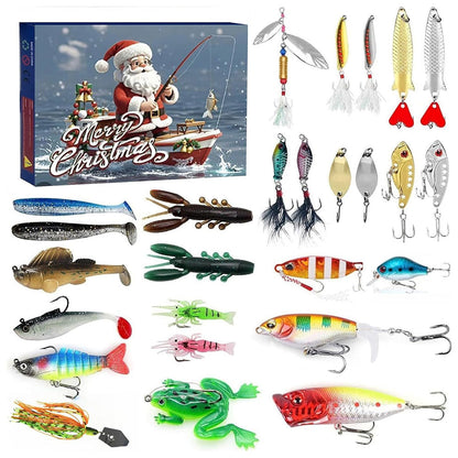 26 Days Fishing Christmas Advent Calendar Fishing Tackle Christmas Countdown Xmas Fishing Lures Set for Fishing Lover