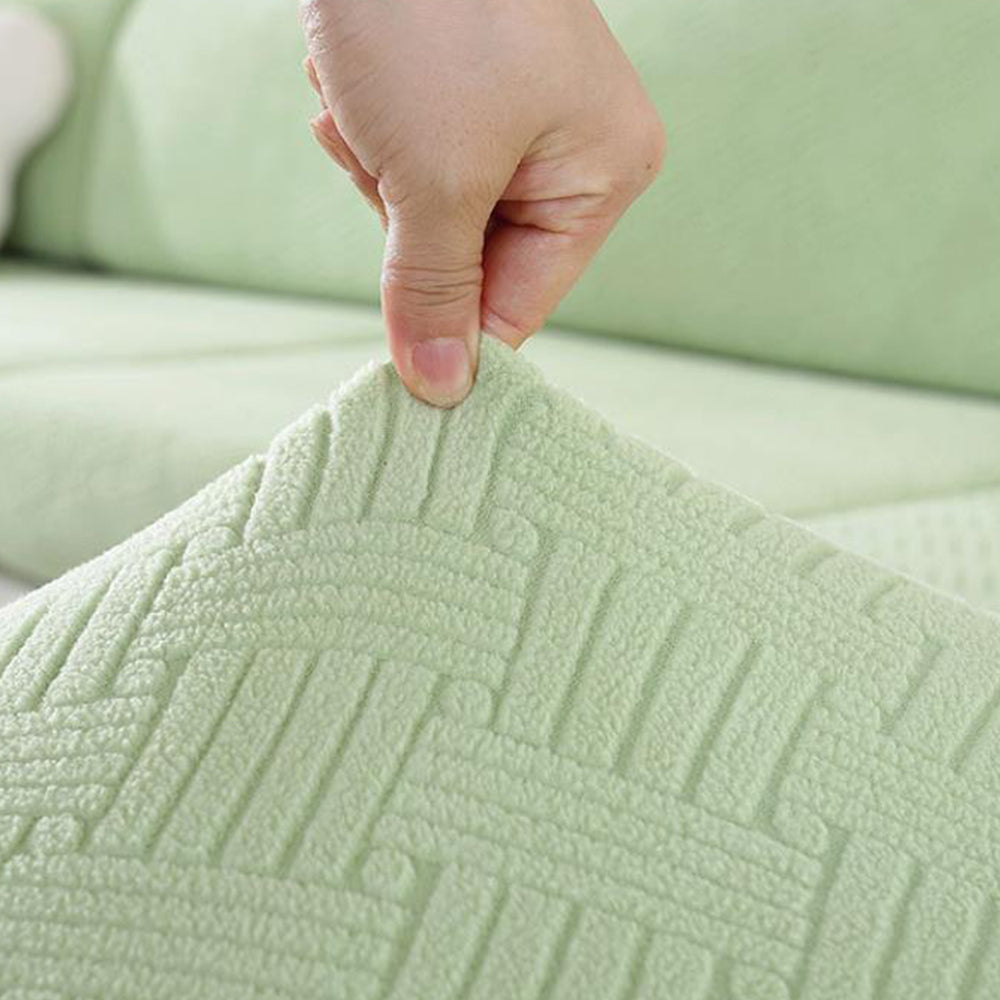 2Pcs Stretch Sofa Cushion Cover Lounge Sofa Seat Slipcover Protector Couch Cover Green