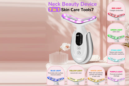 Neck Face Massager 7-in-1 Portable Facial Massager for Enhanced Face Neck and Shoulder Care with Vibrating and Warming Function