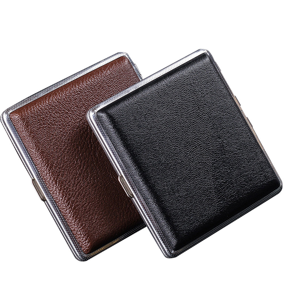 2Pcs Portable PU Leather Cigarette Case Fashion Design Holds 20 Cigarettes