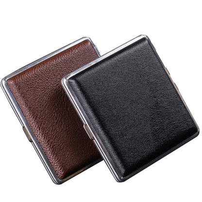 2Pcs Portable PU Leather Cigarette Case Fashion Design Holds 20 Cigarettes