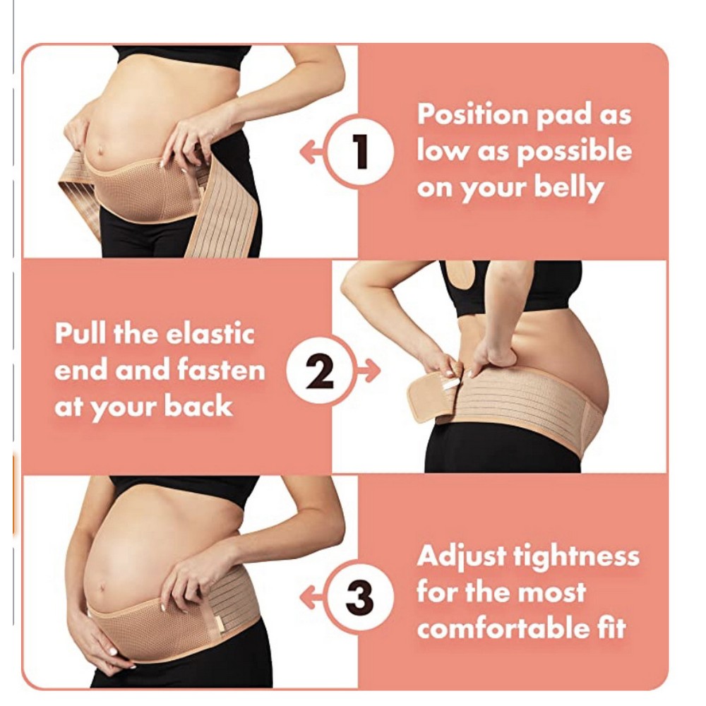 Maternity Belt Pregnancy Belly Band for Back Pain Relief Abdominal Support-Khaki