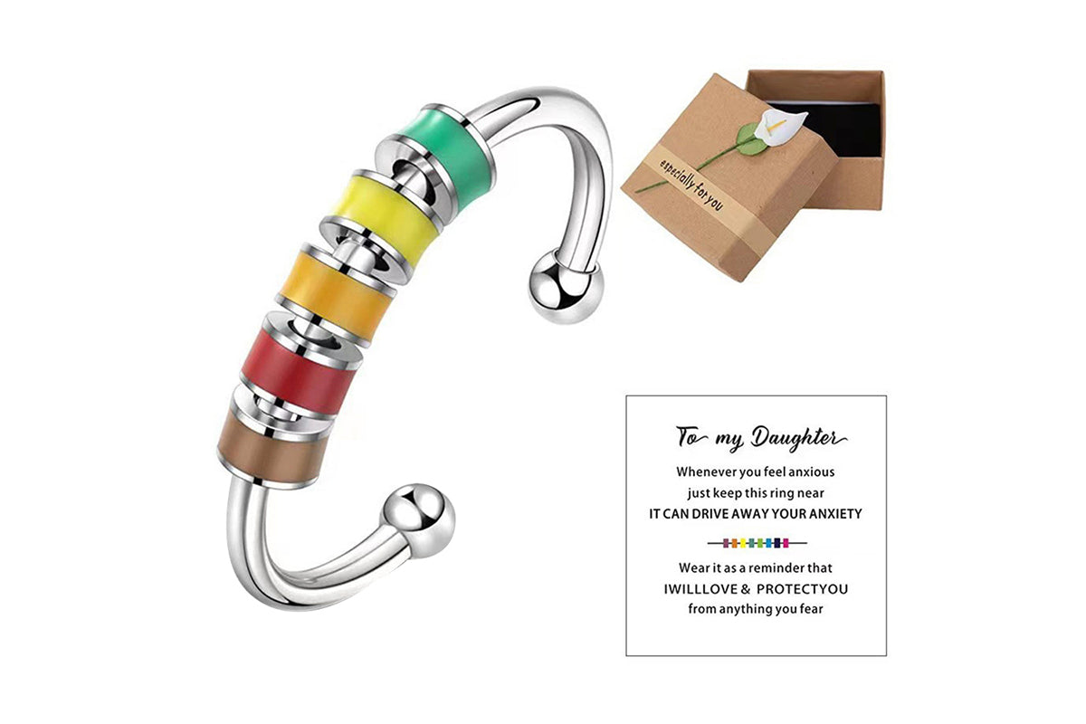 To Daughter Anxiety Fidget Ring Meditation Ring Adjustable Opening Ring-Style 1