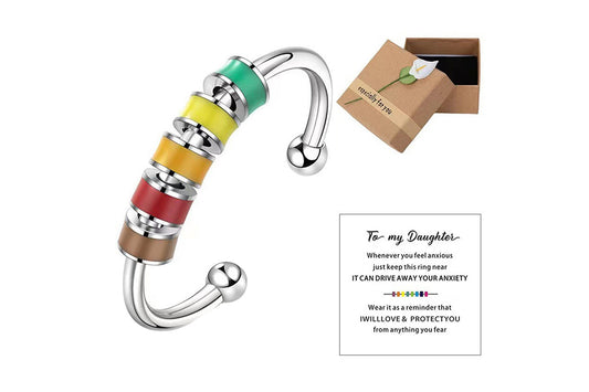 To Daughter Anxiety Fidget Ring Meditation Ring Adjustable Opening Ring-Style 1