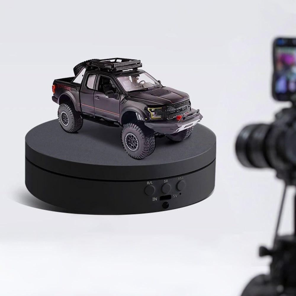 Electric Rotating Display Stand 360 Degree Motorised Turntable with Adjustable Speed Four Angle Modes Black