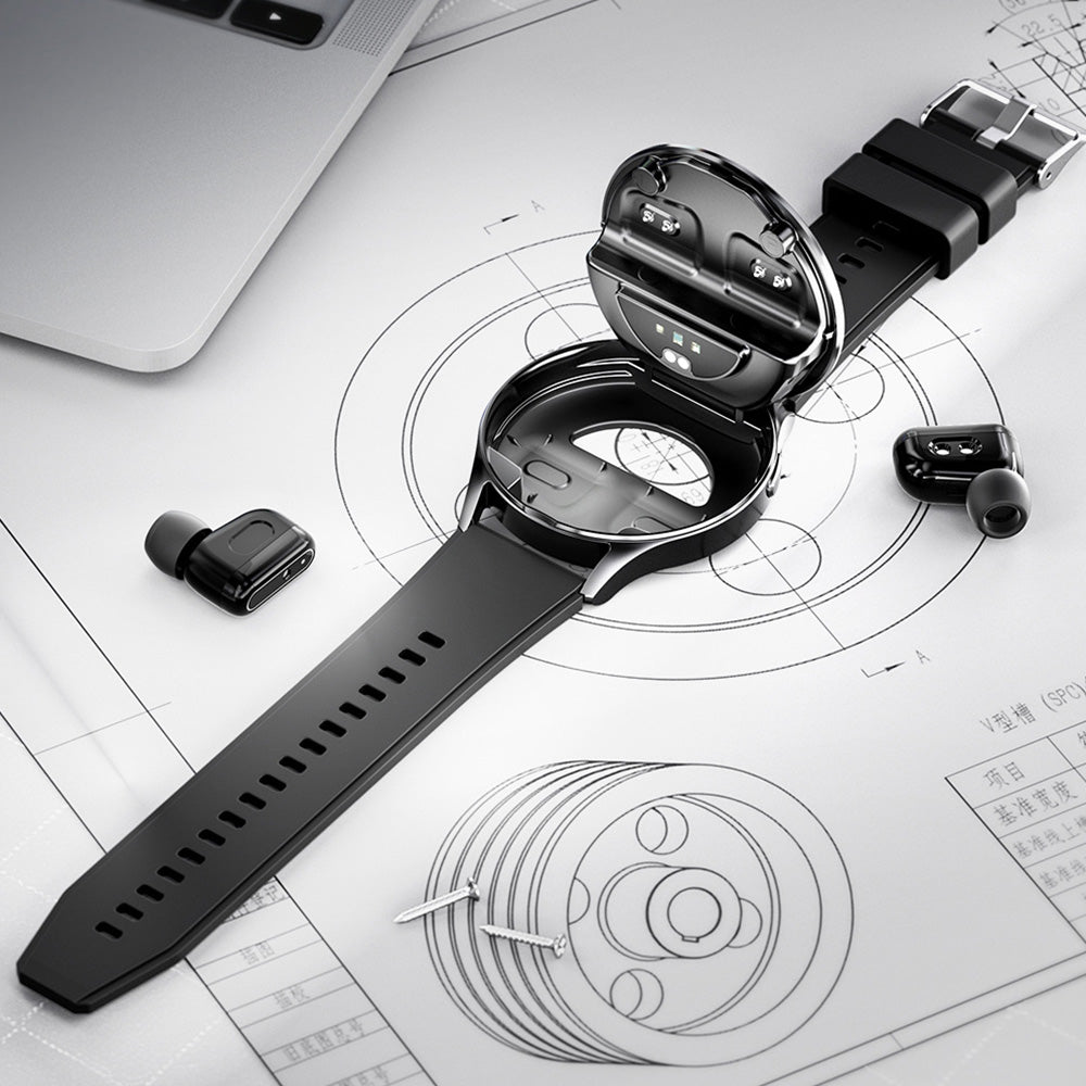2-In-1 Bluetooth Smart Watch with Earphones For Android IOS