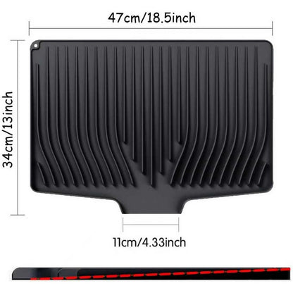 Silicone Dish Drainers Mat Non-Slip Dish Drying Tray for Kitchen Counter-Black