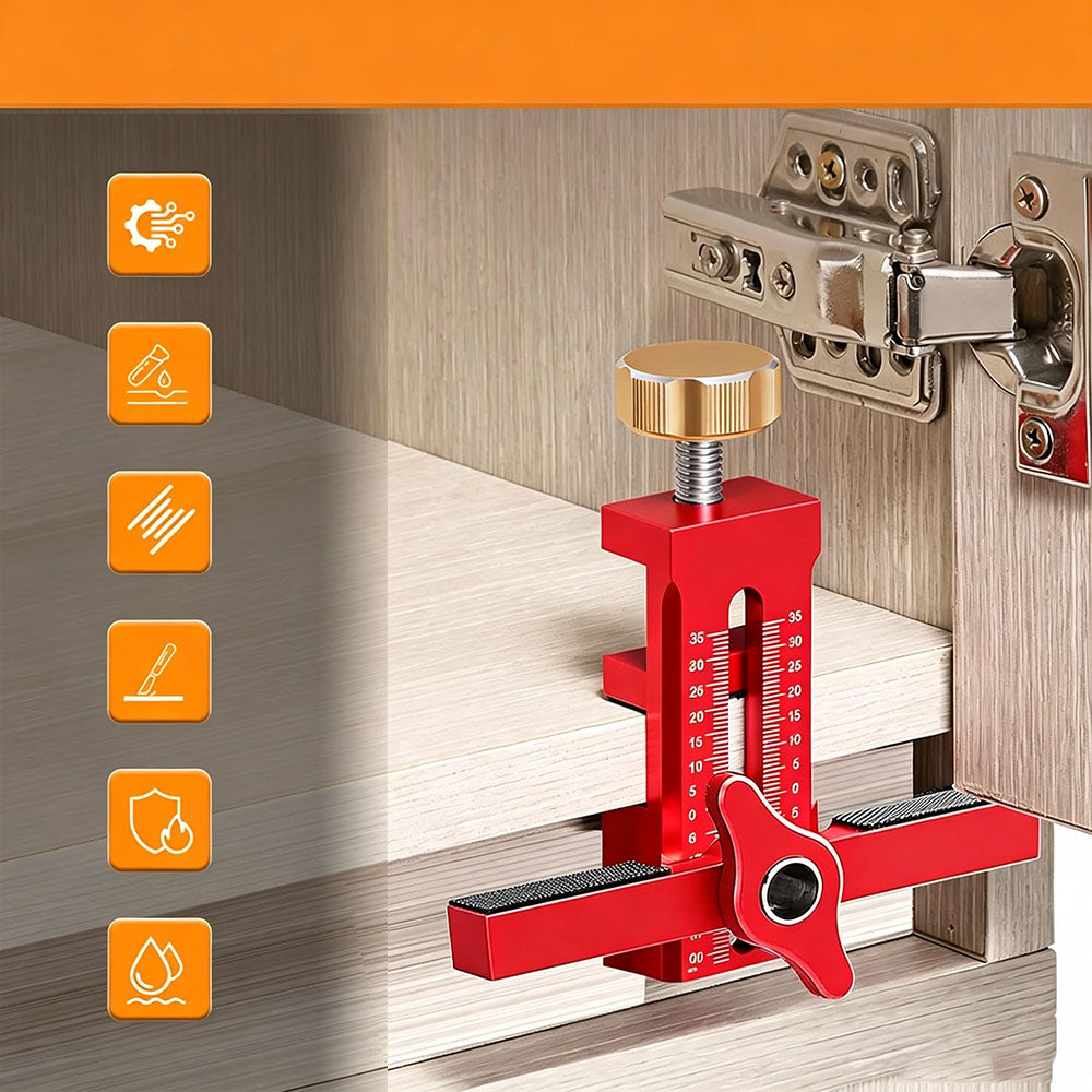 Cabinet Door Mounting Alignment Tool with Measurement Scale - Red