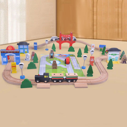 Wooden Train Set with Tracks ¨C Expandable and Changeable for Girls and Boys 6 Years Old Style 2