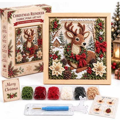 Framed Christmas Yarn Poke Fabric DIY Decoration Kit for Adults - Deer