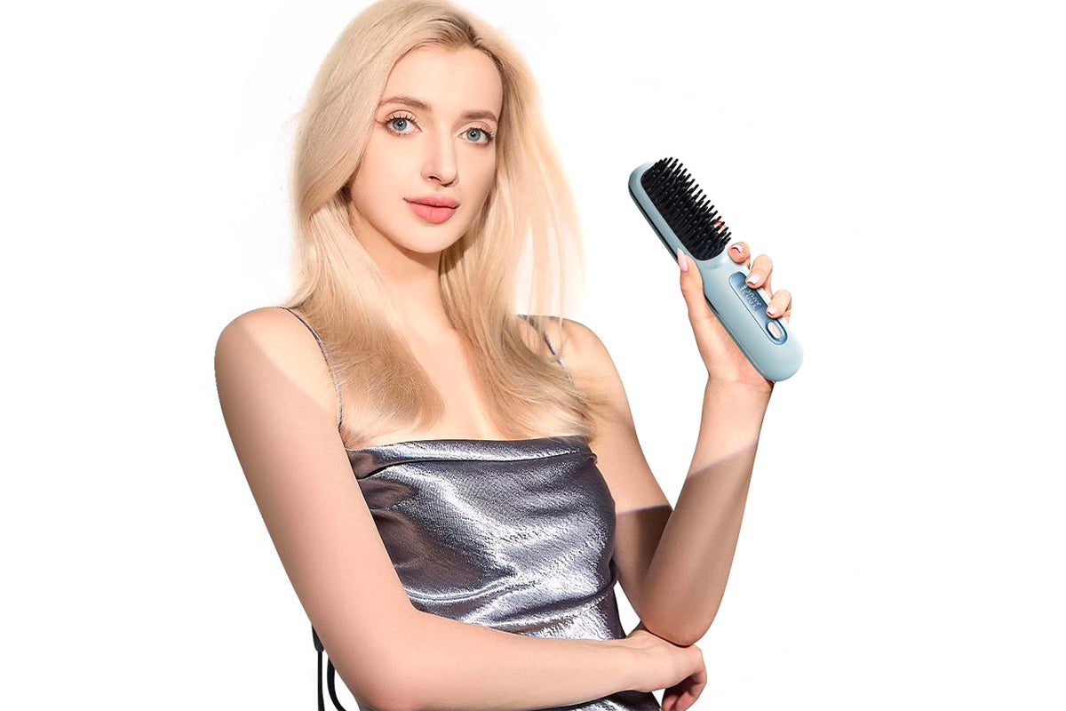 USB Cordless Mini Hair Straightener Brush Anti Scald Comb