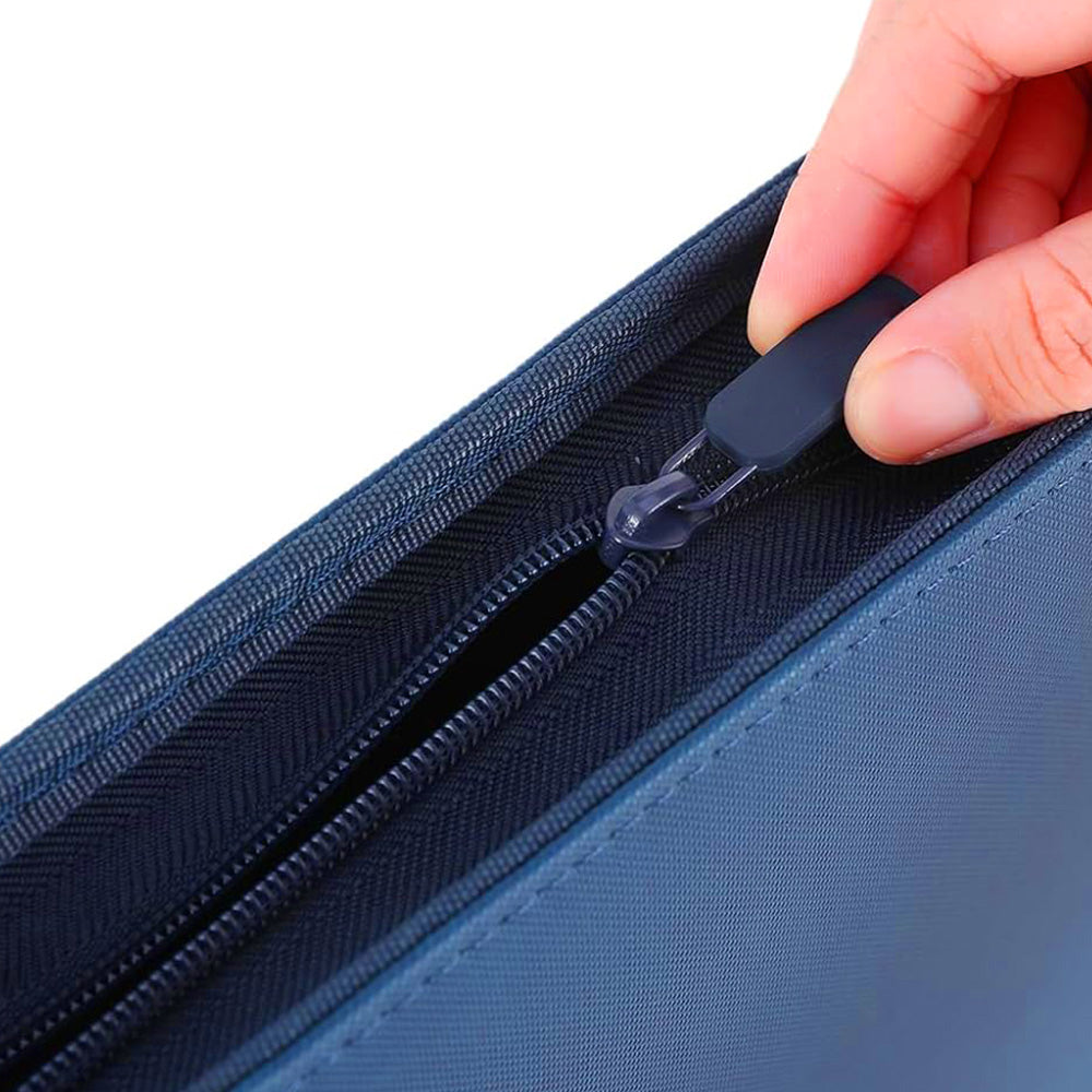 16 Pocket Card Binder 1024 Capacity PVC Free Hard Shell Waterproof Zipper-Dark Blue
