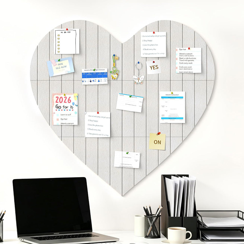 Heart Shaped Felt Photo Message Display Board - Light Grey