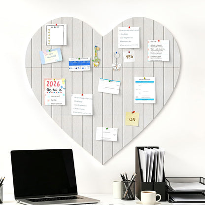 Heart Shaped Felt Photo Message Display Board - Light Grey