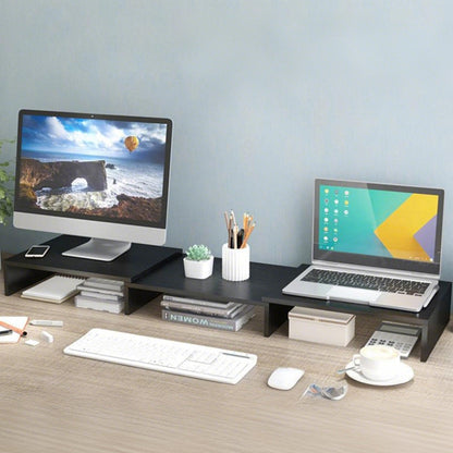 Dual Monitor Stand Riser Adjustable Desk Stand for iMac Laptop & Books Black