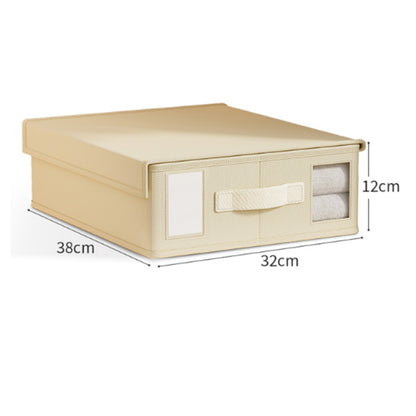 Foldable Bed Sheet Set Organizer Fabric Storage Bins With Handle Storage Box-Beige