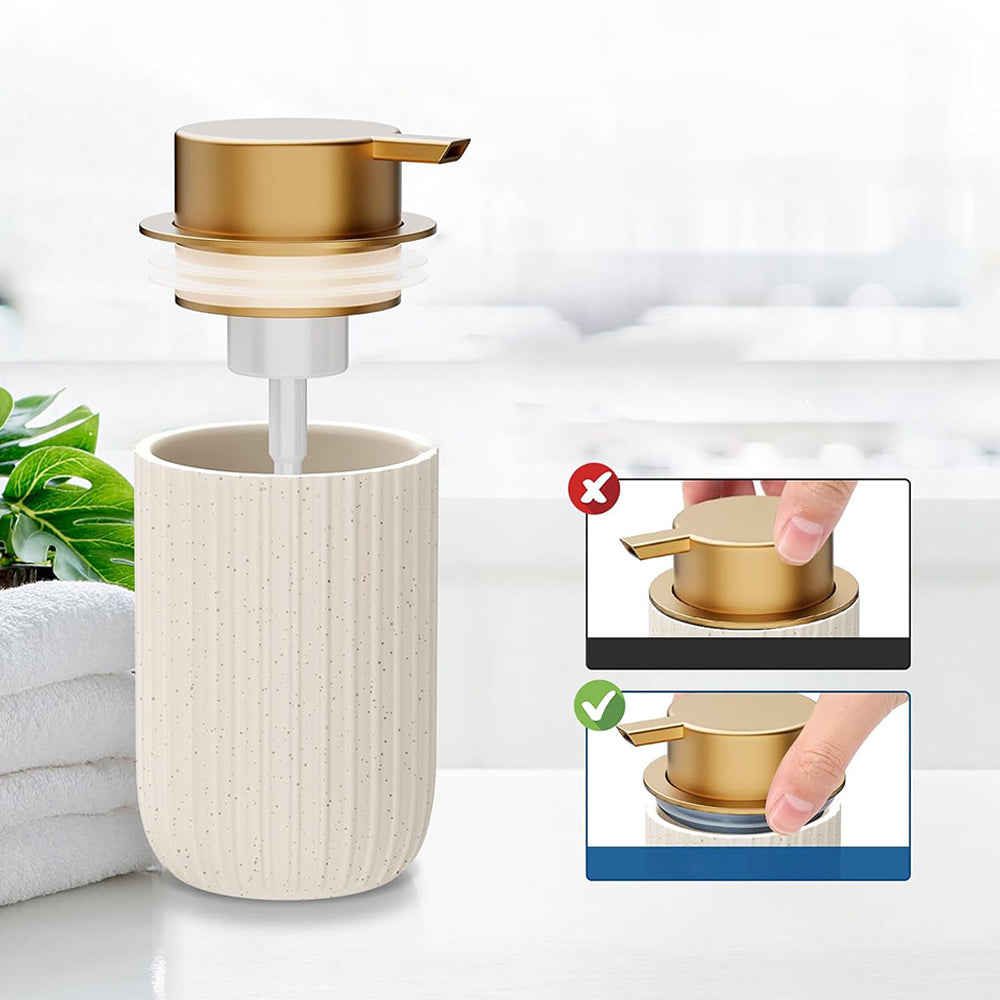 300ml Ceramic Foaming Soap Dispenser for Bathroom Kitchen-Beige