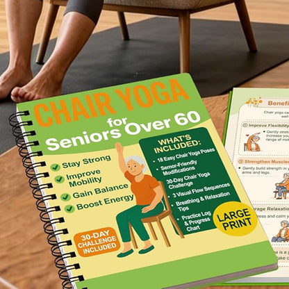 Chair Yoga Book Home Fitness Training Journal-Light Green