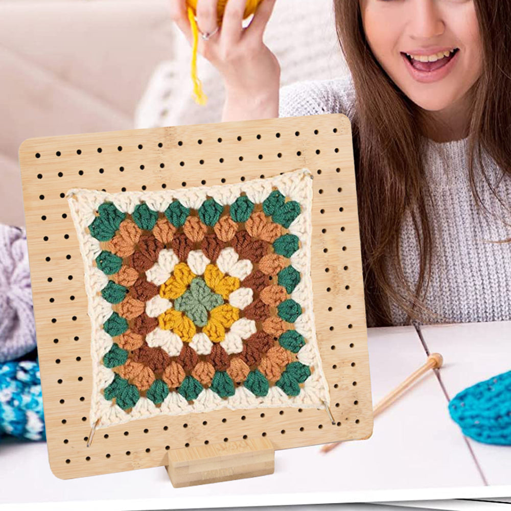 Needlework Blocking Board with 10 Rod Pins for Knitting and Hooking