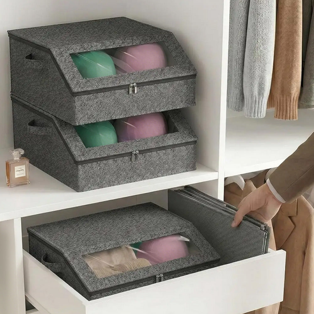 Large Capacity Hat Organizer Box Holds 30 Hats for Baseball Cap -Black