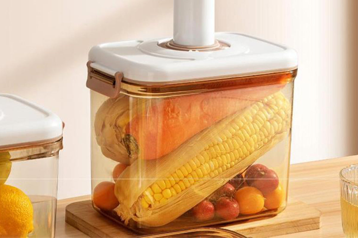 2Pcs Airtight Vacuum Food Storage Container with Lid Strainer and Pump