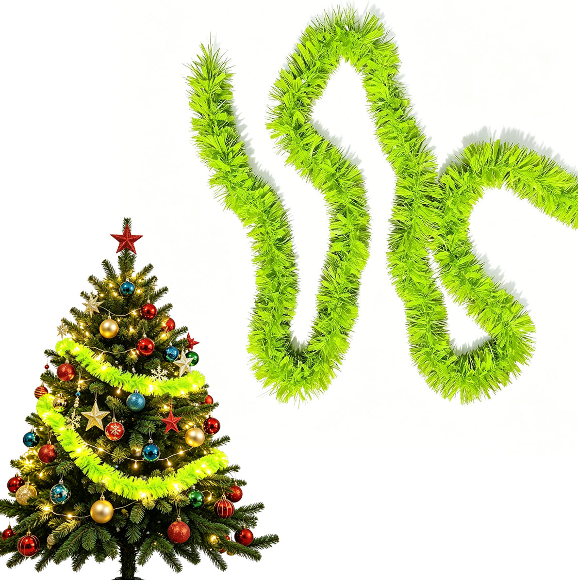 2 Pack Christmas LED String Lights LEDs Battery Powered Garland - Green
