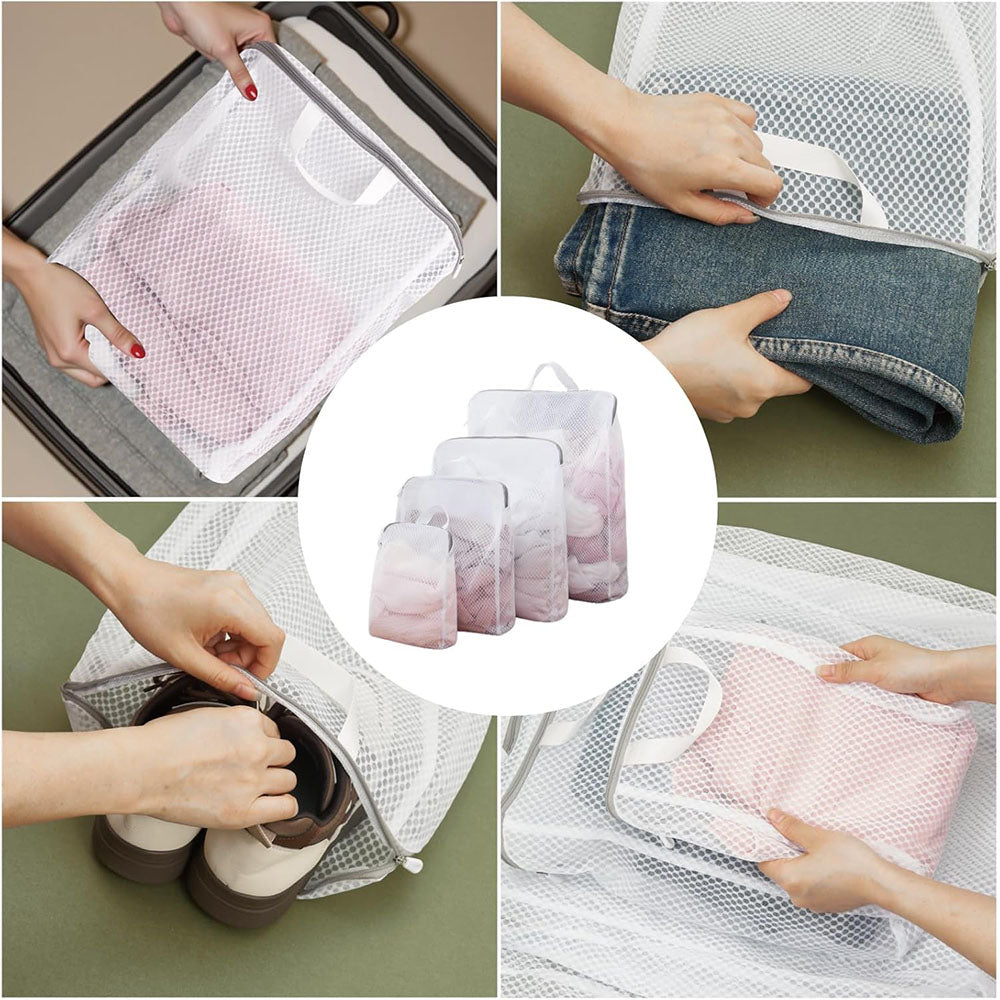 4 Pack 3D Polyester Mesh Laundry Bags with Handles