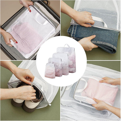 4 Pack 3D Polyester Mesh Laundry Bags with Handles
