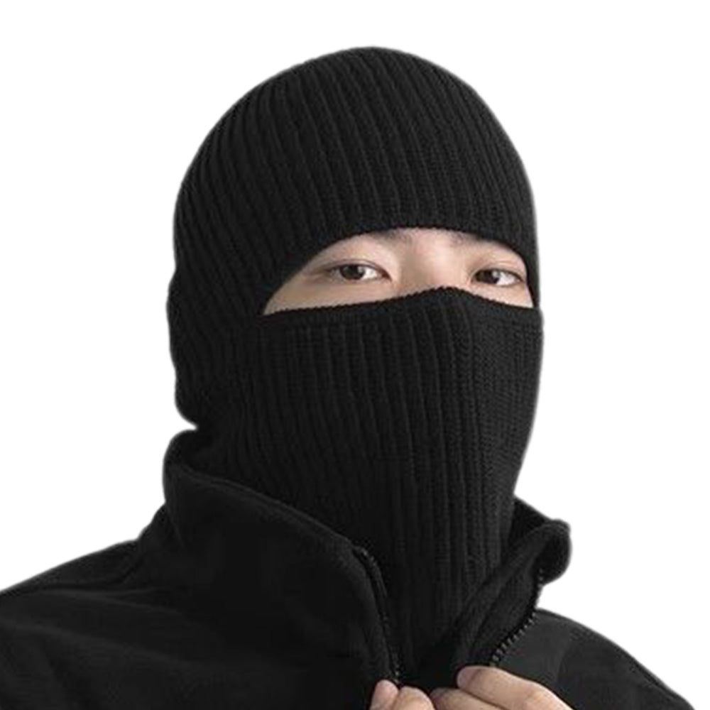 2-in-1 Balaclava Ski Mask Winter Warm Beanie Hat for Men Women Black