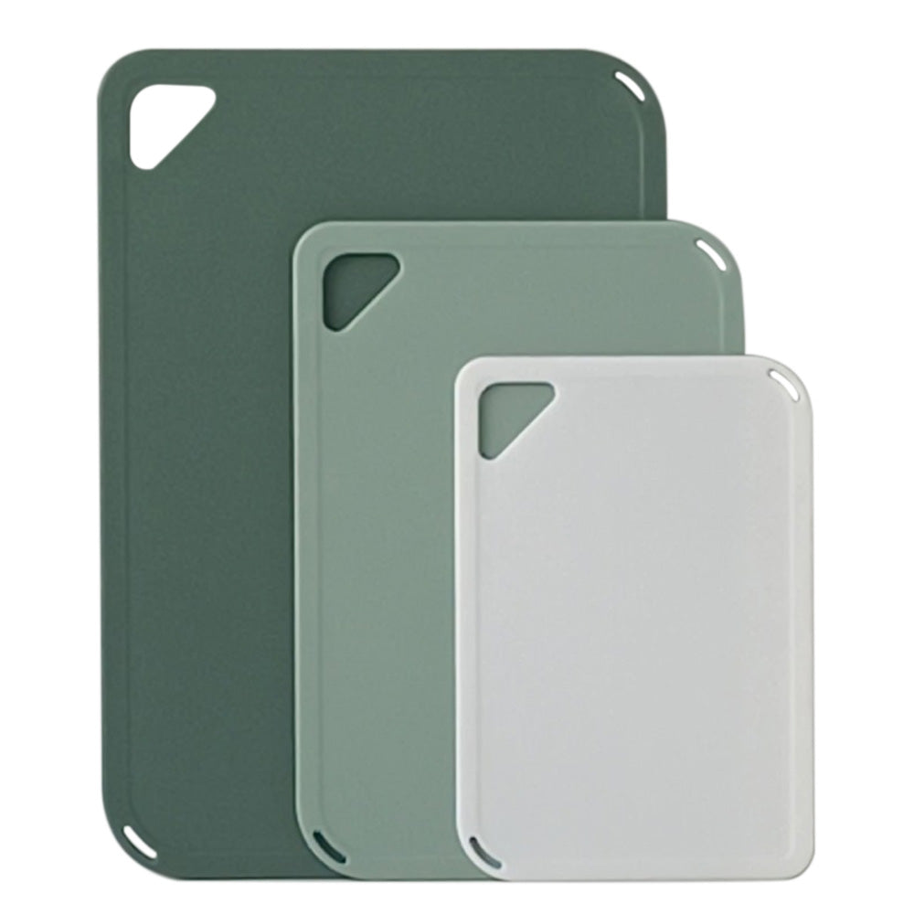 3 PCS Plastic Cutting Board Set with Hanging Loop -Green