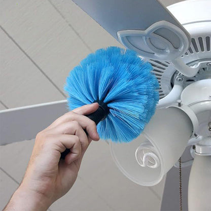 High Reach Blue Cobweb Duster with Extension Pole Spider Web Cleaning Brush for Outdoor Use Style 1