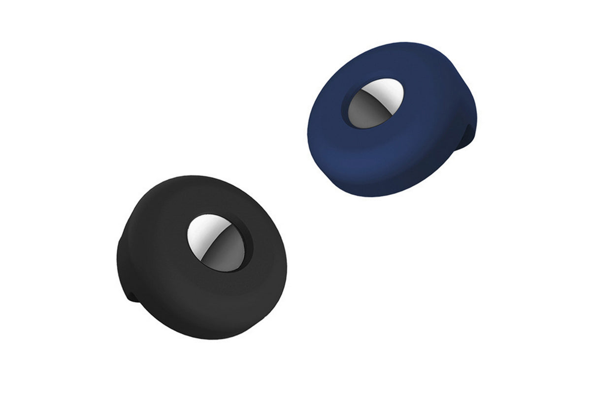 2Pcs Dog Collar Anti-Lost Silicone Tracker Protective Case Cover Compatible With Apple Airtag-Black And Dark Blue