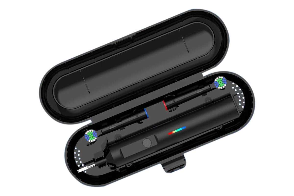 Rotating Electric Toothbrush 3Modes with Travel Case and 2 Brush Heads-Black