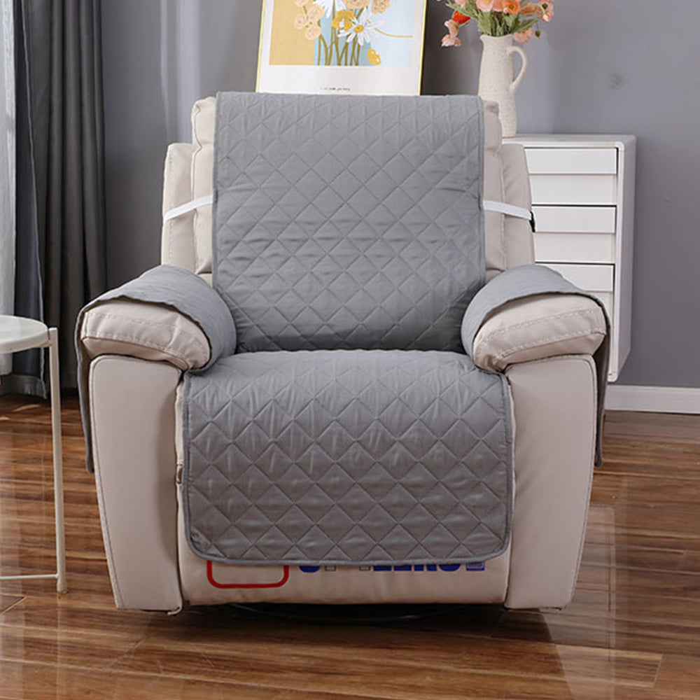 Recliner Chair Cover Couch Protector Slipcover with Elastic Straps Gray
