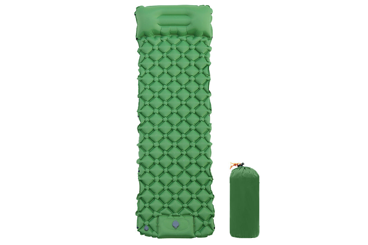 Portable Soft Waterproof Inflating Camping Sleeping Pad For Backpacking Hiking Picnic-Green